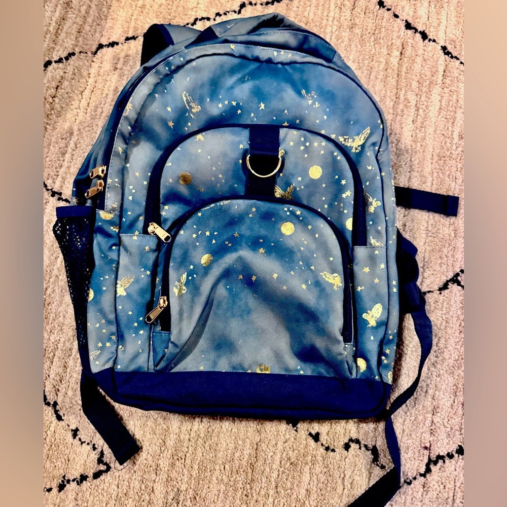 Pottery Barn Teen Harry Potter enchanted night Blue and Gold Backpack owl stars
